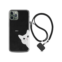 Apple Uyumlu iPhone 13 Pro Kılıf Boyun Askılı Çılgın Kedi 1895
