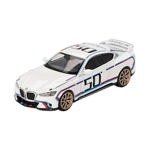 Mını Gt 3.0 Csl 50 Beyaz Mavi Ve Kırmızı Çizgili Ve Altın Tekerlekler Limited Edition 1/64 Diecast Model Araba Mgt00863