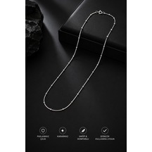 Boncuk Detaylı İnce Çelik Kolye 60cm Gümüş - 910394236 Gümüş
