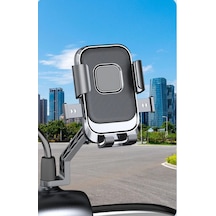 Ayarlanabilir Bisiklet Scooter Motosiklet Otomatik Tuşlu Motorsiklet Ayna Bağlantılı Telefon Tutucu