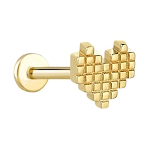 14 Ayar Altın Taşlı Pixel Tragus Küpe
