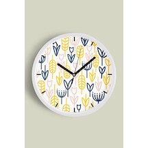 Modern Tasarım Duvar Saati - 42cm - Önü Camlı Beyaz Kasa - Sessiz Mekanizma-jh0361 Beyaz