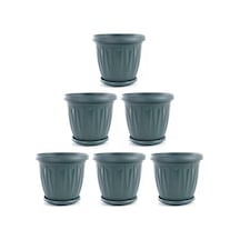 Omnipazar Sy-5703 Plastik Ürgüp Tabaklı Saksı Takımı 3,5 Lt Yeşil 6 Adet