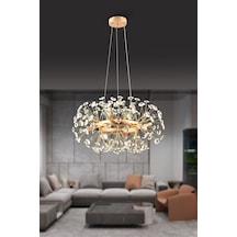 Gloria 60'lık Gold Kristal Taşlı Modern Tasarım Salon Avize