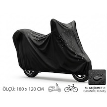 Motosiklet Ve Scooter Brandası 180x120 Cm Su Geçirmez Toz Güneş Yağmur Korumalı Koruyucu Örtü Siyah