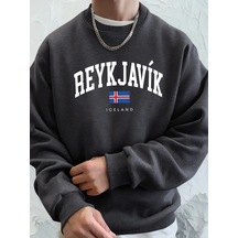 Startmore Tarzsokak Reykjavik İzlanda Mektup Ve Bayrak Baskılar Kapüşonlular Erkek Sokak Modası Giysileri Temel Y Antrasit
