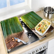 Dekoratif Cam Ocak Koruyucu Ve Kesim Tahtası Bambu Yolu 60cm X 52