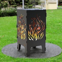 Ateş Çukuru Alev Desenli Portatif Dekoratif Mangal