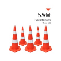 5'li Pvc Trafik Konisi Seti 75 Cm Eko Trafik Dubası-3622