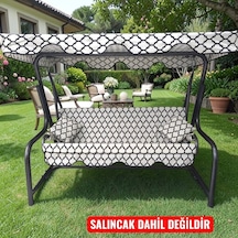 3 Kişilik Salıncak Lüks Kılıf Seti 10cm Süngerli Alaçatı Desen 3 Kişilik Bahçe Salıncağı Kılıf Seti Diğer