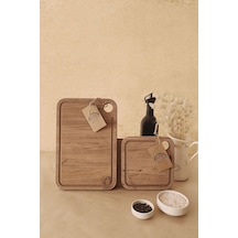 -damlataş Serisi Sunum Ve Kesme Tahtası 2'li Set Ahşap Görünümlü 18 Mm Mdf Kahverengi