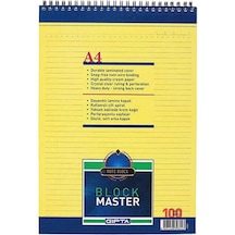 Gıpta Block Master Spiralli Karton Kapak Çizgili Bloknot A4 100 Yaprak