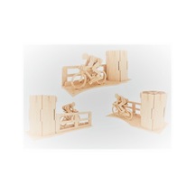Ahşap 3d Puzzle Bisikletçi Kalemlik Maketi