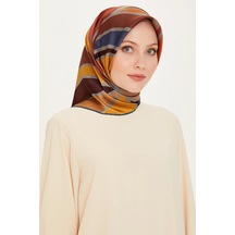 Armine Geometrik Desenli Sura Saf İpek Eşarp - 9232 Lacivert