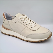 Libero 5144 Kemik Renk Hakiki Deri Erkek Günlük Casual Sneaker Kemik