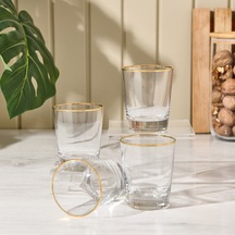 Raklee Pure Altın Yaldızlı 4'lü Su Bardağı Seti - 270 Ml Renkli