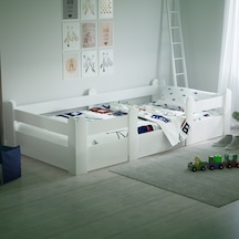 Tuliplife Montessori Karyola Beyaz 90x190 Yatak Uyumlu Oval Kesim Çocuk Yatağı-Tlp-203 Beyaz