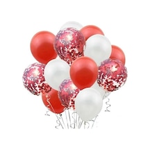 Kırmızı Beyaz Konfetili Balon Gri