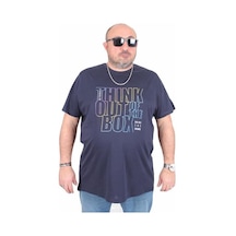 Starbattal Erkek Büyük Beden Sıfır Yaka Tişört Think Out Box 25163 Lacıvert Lacivert