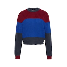 Calvin Klein Chunky Stripe Crew Lacivert Kadın Kazak