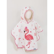 Airycot Flamingo Desenli Çocuk Havlu Panço Beyaz