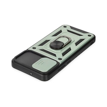 Samsung Galaxy Uyumlu   A03 Kılıf Pars Lens Yüzüklü Silikon - Yeşil