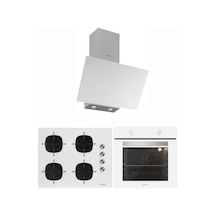 Silverline BO6501W01 - CS5700E7W01 - 3481 FLAM Beyaz Cam Ankastre Set
