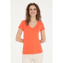 U.S. Polo Assn.  Kadın Nar Çiçeği V Yaka Basic Tişört 50280068-VR039