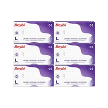 Beybi Lateks Pudralı Muayene Eldiveni L - Large -büyük 600 Lü Set