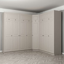 Kale 8 Kapaklı 4 Çekmeceli Köşe Dolap + Yüklük Kumtaşı Mebran İlkbahar 235cm Bej