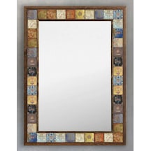 Oscar Stone Decor Ahşap Çerçeveli Mozaik Mermer Ayna 53x73 Cm Seramik Desen-eskitme Çiçek Vintage Genel