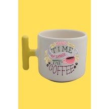 Sarı T Kulp Time To Coffee Temalı Nescafe Latte Fincanı Beyaz