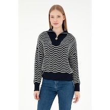 U.S. Polo Assn. Kadın Lacivert V Yaka Kazak 50293035-VR033