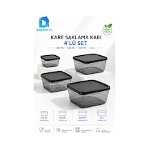 4 Lü Kare Saklama Kabı Seti Kapaklı 250 Ml 500 Ml 900 Ml 1,5 L Bpa İçermez Siyah