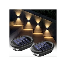 Xuweiwei 6 Led Solar Dış Duvar Lambası 2li Paket Sıcak Beyaz Işık Bahçe Aydınlatma Sıcak Işık