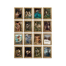 John William Waterhouse Tabloları 16'lı Sticker Seti Laptop Defter Etiketi Çok Renkli
