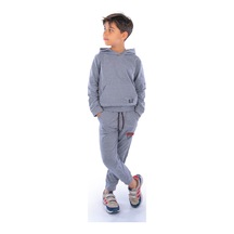 Mnk Baby & Kids New Design Kanguru Cepli Kapüşonlu Çocuk Eşofman Mnk10073 gri