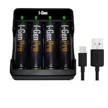 I-Gen G429 4'lü Pil Şarj Aleti + 4 Adet AA Pro 2950 mAh Şarjlı Kalem Pilli Set