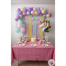 Unicorn Doğum Günü Elite Set Makaron Balon Seti 130 Parça + Unicorn Banner + Unicorn Balon Çok Renkli