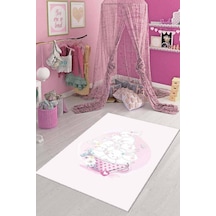 Pudra Yıkanabilir Kaymaz Tabanlı Tavşanlı Bebek Halısı Ar083n11