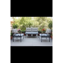 Safir 2+1+1 Kaz Ayağı Kırlent Bahçe,balkon,cafe Teras Mobilyası,çay Seti,koltuk Takımı,ofis Mobilyas Gri
