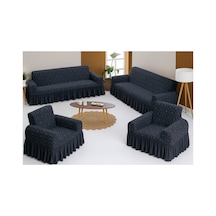 Jakarlı Şal Desen Koltuk, Kanepe, Çekyat Örtüsü, Likralı, Etekli, Koltuk Kılıfı 3+3+1+1 Takım Antrasit - 797175283 Antrasit