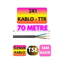 Öznur 3x1 Ttr Kablo Siyah Metre Seçenekli - 70 Metre