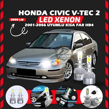 Honda Civic V-tec 2 2001-2006 Kısa Far Uyumlu Şimşek Etkili Led Xenon Performance Series Hb4