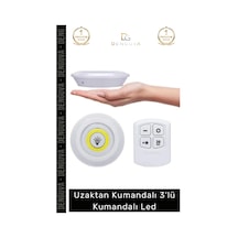Ledspot Uzaktan Kumandalı Yapışkanlı Pilli Kablosuz Dokunmatik Mutfak 3'lü Led Spot 1 Adet