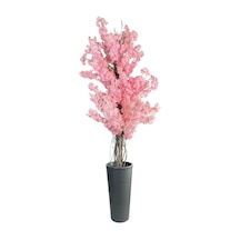 Yapay Ağaç Pembe Sakura Bahardalı Ağacı Siyah Uzun Kumsal Vazoda
