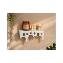 Pla Organik Peynir Desenli Beyaz Duvar Rafı 21x9x8 Cm Dekoratif Akıllı Raf Beyaz Beyaz