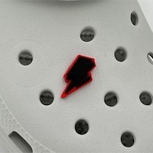 Crocs Terlik Süsü Ve Aksesuarı , Çanta Süsü Renkli Jibbitz 3d Kabartmalı Şimşek 02 Görselli Figür Aksesuarı Siyah-kırmızı
