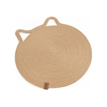 Gobypet Jüt Kulaklı Yuvarlak Kedi Köpek Mama Yatak Önü Paspası Hasır Kedi Matı 40 x 40 CM
