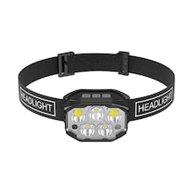 Abs Malzeme, 1000mah Pil, Şarj Kablolu Siyah Kafa Lambası - 1 Veya 2 Adet Seçenekli Çok Renkli Çok Renkli